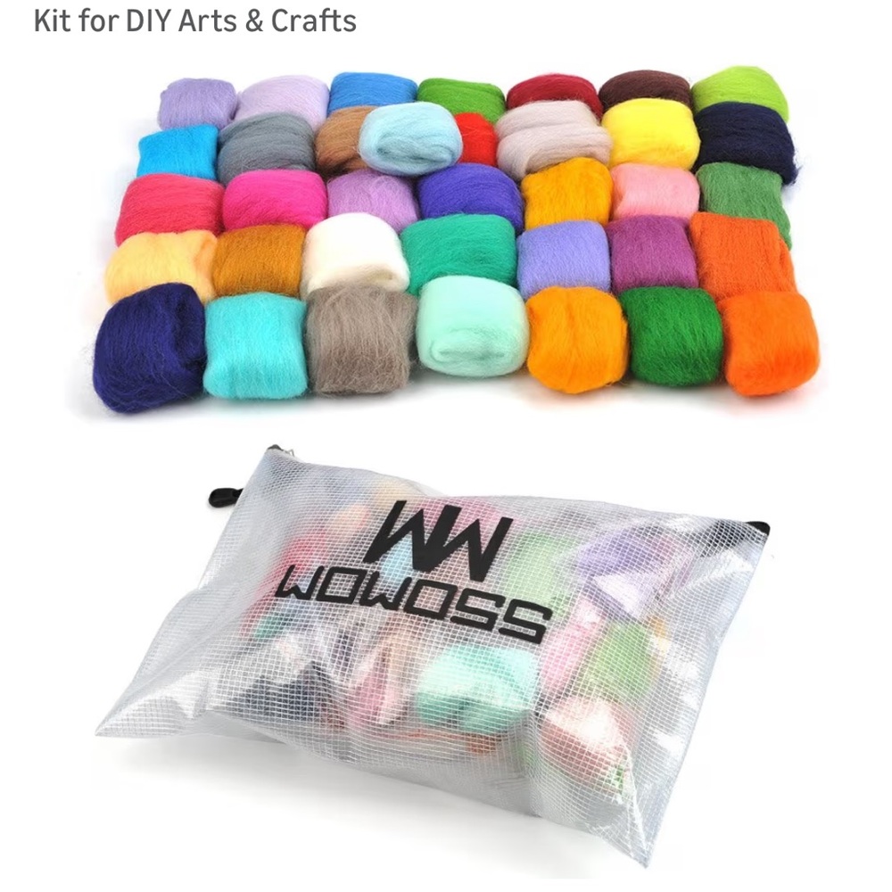 Multicolor Wool Needle Felting Kit with Carry Pouch